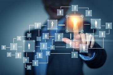 Image of female touching icon of social network