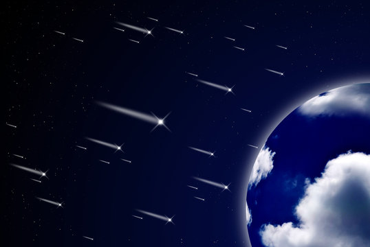 Meteor shower to the earth