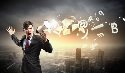 businessman with megaphone