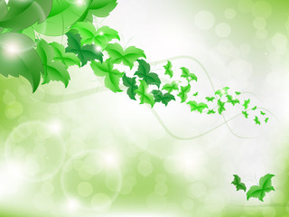 Obraz premium Environmental Background with green leaf butterflies