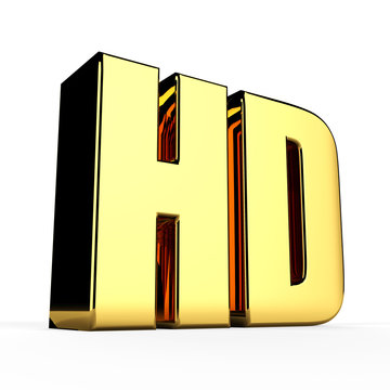 3D HD golden symbol on white background.