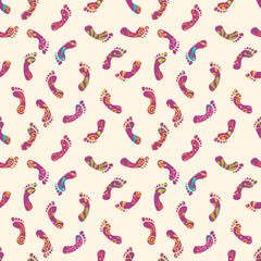 vector colorful foot prints seamless pattern background with