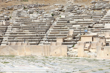 Remains of seats in Theater of Dionysus