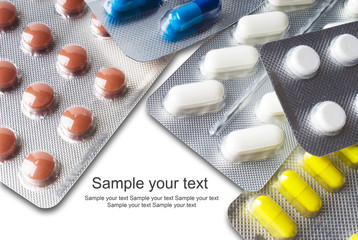Capsules and pills packed in blister