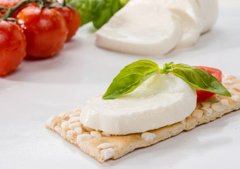 Mozzarella, basil and tomato