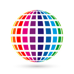 Colorful world logo with vertical stripes