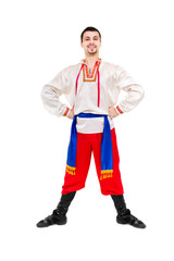 Attractive man wearing a folk ukrainian costume posing