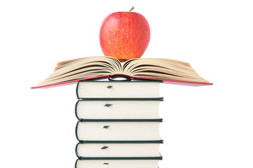 Books and apple