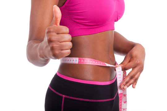 African American Fitness woman making thumbs up