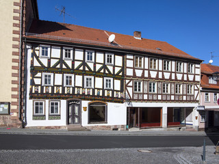 apostel half timbered house in fairy tale town of Steinau