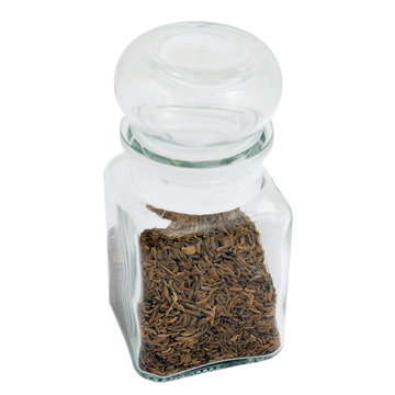 Glass jar with seeds