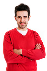 Fototapeta premium Young casual man portrait, isolated on white