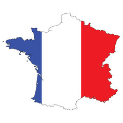 Country outline with the flag of France