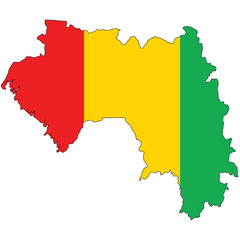Fototapeta premium Country outline with the flag of Guinea