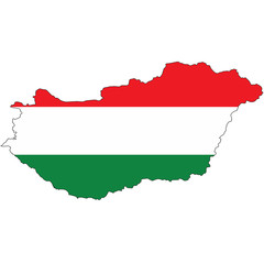 Country outline with the flag of Hungary