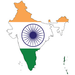 Fototapeta premium Country outline with the flag of India