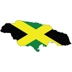 Country outline with the flag of Jamaica
