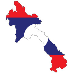 Fototapeta premium Country outline with the flag of Laos