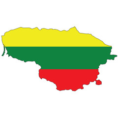 Country outline with the flag of Lithuania