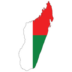 Obraz premium Country outline with the flag of Madagascar
