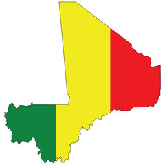 Country outline with the flag of Mali