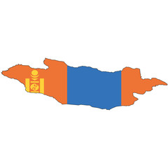 Obraz premium Country outline with the flag of Mongolia
