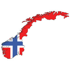 Country outline with the flag of Norway
