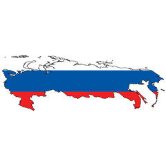 Country outline with the flag of Russia