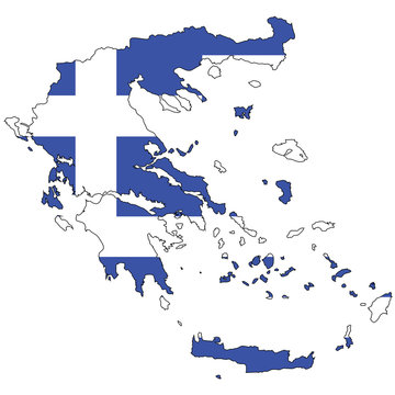 Country outline with the flag of Greece