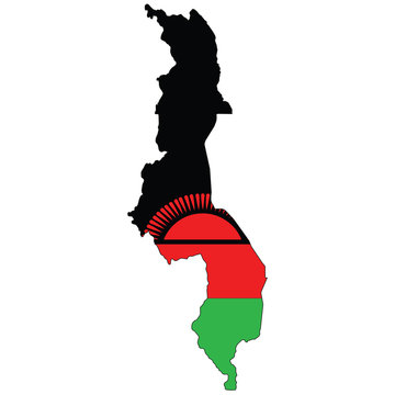 recommend clip art: Country outline with the flag of Malawi