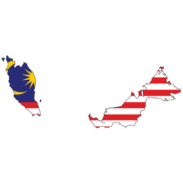Country outline with the flag of Malaysia