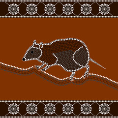 illu. based on aboriginal style of dot painting:musky rat kangar