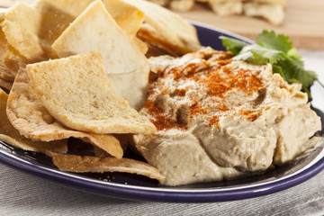 Homemade Crunchy Pita Chips with Hummus