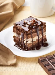 Rolgordijnen cream chocolate fruit cake sweet food dessert © Lumos sp