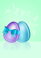 Ostereier mit Schleife und Ornament