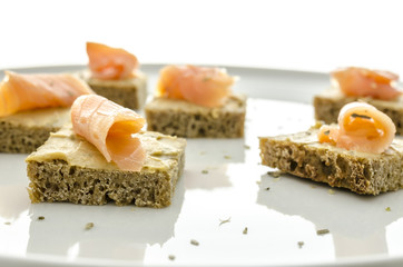 Canapes with smoked salmon