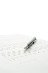 Pen on a contract
