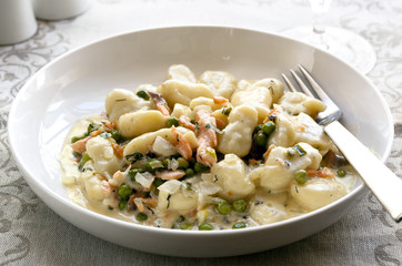 Gnocchi with Smoked Salmon and Peas
