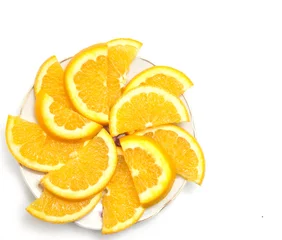 Afwasbaar Fotobehang Plakjes fruit gesneden sinaasappel