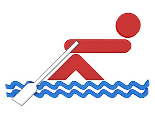 3D sport icon set... 3D rowing symbol...