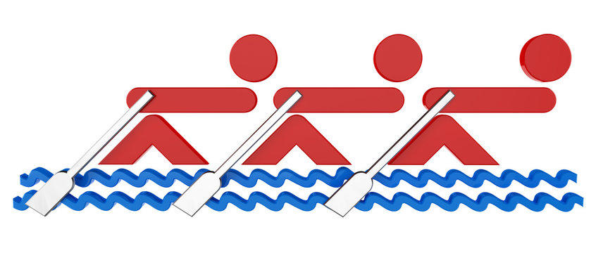 3D sport icon set... 3D rowing teams symbol...
