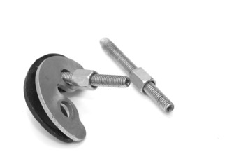 bolt and nut on a white background. macro