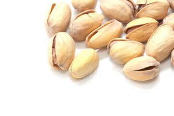 pistachios on a white background. macro