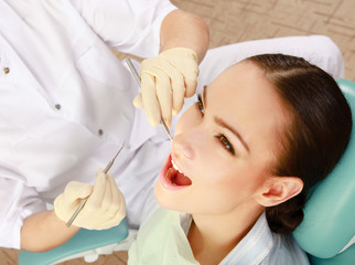 Naklejka premium At the dentist's, closeup