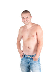 Fototapeta premium Smiling man with naked torso