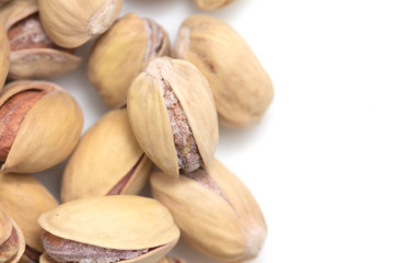 pistachios on a white background. macro