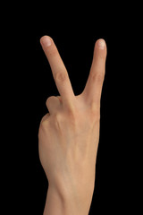 two finger on a hand on a black background