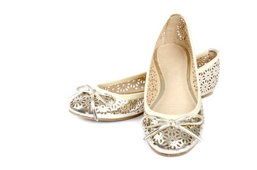 Gold Ballet Slippers Isolated on White © chiyacat