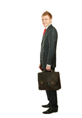 Portrait of successful business man with bag