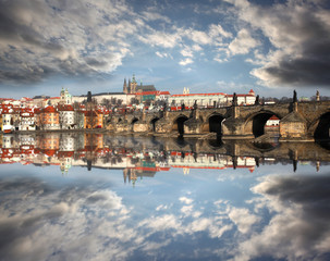 Prague with famous Charles Bridge in Czech Republic